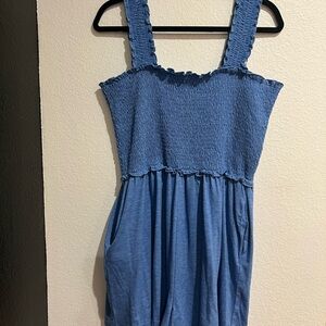 Stylish Blue Smocked Romper